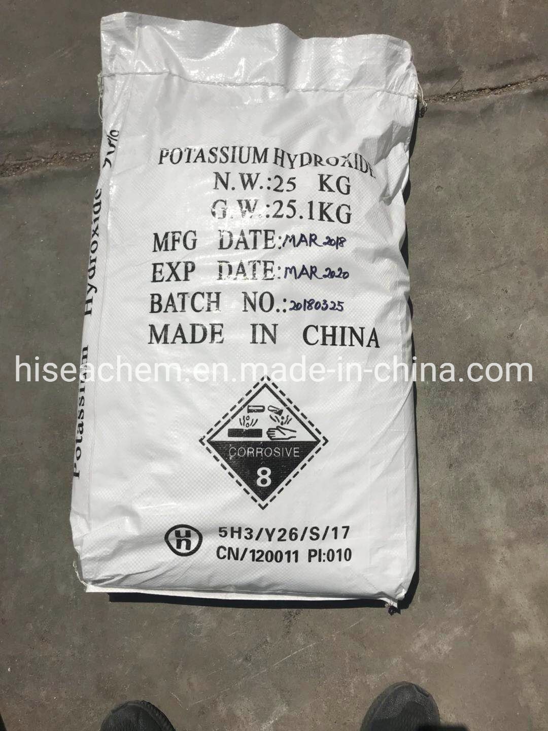 Hydroxyde de potassium 90 % flocons KOH de qualité industrielle 